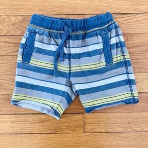 Tea Collection Blue Yellow Multicolor Stripe Cotton Pull On Shorts 2T